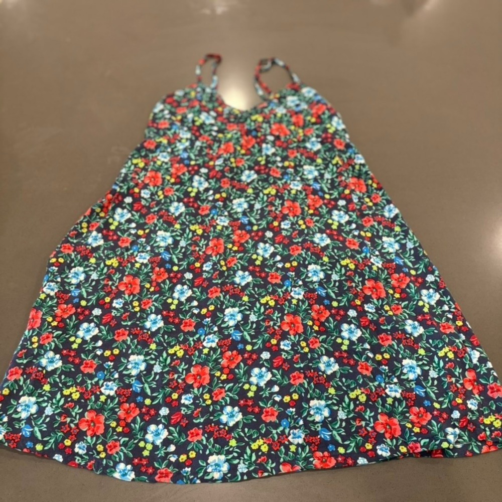 Hollister California Floral Mini Dress Navy Blue Red Wildflower Print Size M